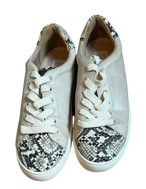 White Raven Womens Beige Snakeskin Print Low Top Lace Up Sneakers Size 6‎ thumbnail 1