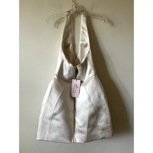 Oh Polly Harmonia Halterneck Structured Tulip Mini Dress in Ivory Size 6 New thumbnail 7