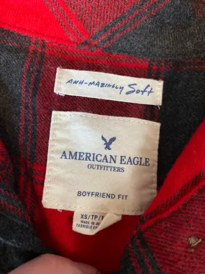 American Eagle red and black boyfriend flannel thumbnail 3
