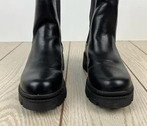 H by Halston Rio Lug Sole Tall Chelsea Boots US6/EUR36.5 Black Vegan Leather $125 thumbnail 4