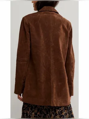 FREE PEOPLE NWT Paper Cut Vegan Suede Blazer / Brown Bear thumbnail 5