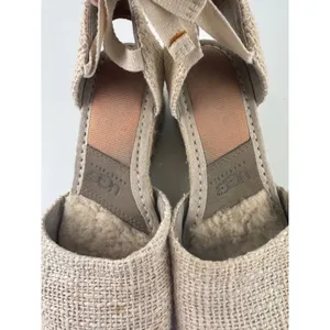 UGG Australia Raffia Wedge Sandals‎ Espadrille Peep Toe Ankle Tie Beige Size 6 thumbnail 2