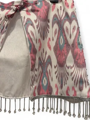 Beaded Fringe Ikat Wrap Skirt thumbnail 2