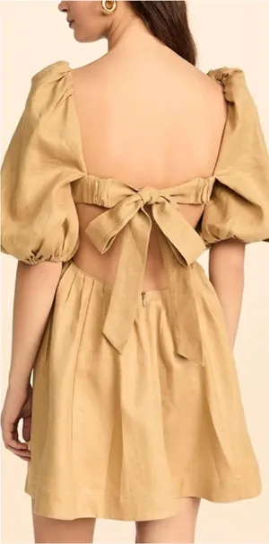 NEW Zimmermann Rosa Cut Out Mini Dress Khaki thumbnail 1