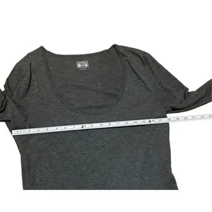 Converse Long Sleeve Faux Wrap Style Top sz L gray‎ thumbnail 5