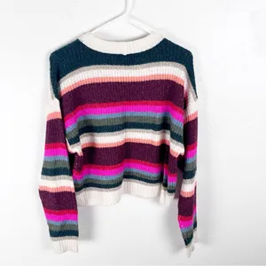AMERICAN EAGLE Striped Long Sleeves Drop Shoulder Cropped Sweater Small Casual thumbnail 2