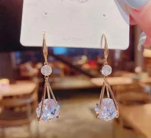 18K Gold Plated Crystal Drop Dangle Earrings for Women thumbnail 1