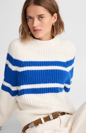 Madewell Cream White & Blue Striped Sweater Size XS thumbnail 1