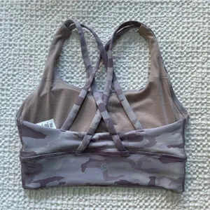 LULULEMON Energy Bra Long Line Ribbed Incognito Camo Iris Violet Verbena Size 4 thumbnail 8