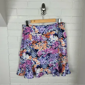 LOFT Multi Color Floral Side Ruffle Skirt Size M thumbnail 8