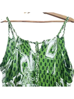 Old Navy Green Floral Maxi Dress Size L Beach Vacation Summer thumbnail 4