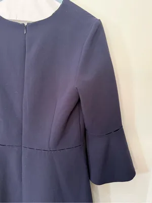 Banana Republic Navy Blue Work Lined A-line V-Neck Flutter Sleeve Dress EUC 10 thumbnail 5
