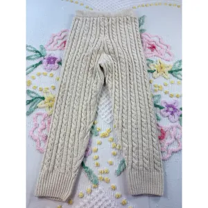 Polly Cable Knit Pants XS/S Beige Drawstring Cozy‎ Lounge Casual Knitwear thumbnail 2