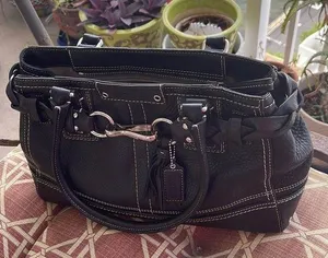 EUC Coach Authentic Hampton braided trim tassel satchel leather shoulder bag thumbnail 1