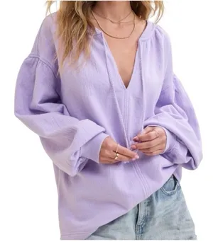 Aerie Easy Street Oversized Sweatshirt XL NWT Peasant Boho‎ Lavender Purple Boxy thumbnail 1