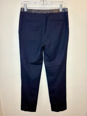 Tory Burch Christy Navy Wool Leather Trim Ankle Pants Size 2 thumbnail 3