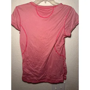 Pink V-Neck Short Sleeve Activewear Performance T-Shirt Women Small thumbnail 4