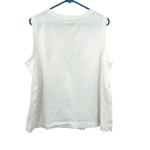 Old Navy Size Large Tank Top White Crew‎ Neck Pocket Solid Everyday Undershirt thumbnail 2