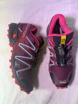 Salomon Women's Trail Running Shoe - Burgundy with Pink and Aqua Accents thumbnail 4