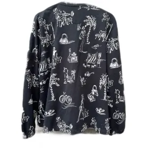 E.L.C.C. Size large vintage tropical themed oversized jacket. Black thumbnail 4
