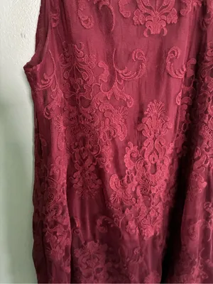 BB Dakota Candence Dress Floral Lace Burgundy Sleeveless Small Christmas Swing thumbnail 6