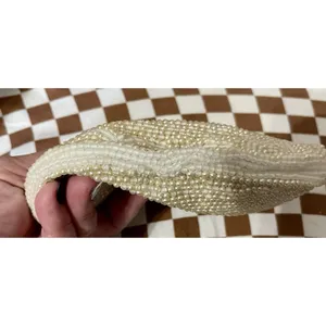 Vintage 1950's Reina Oval Pearl Beaded Evening Bag 7" with Zipper Closure thumbnail 11