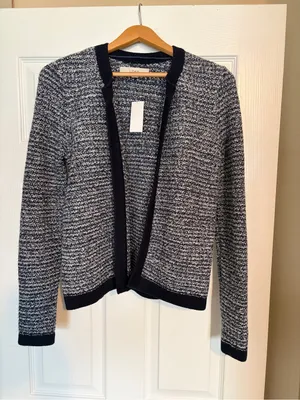 NWT LOFT Bouclé Cardigan Sweater Small Open Front Soft Classic Z16 thumbnail 2
