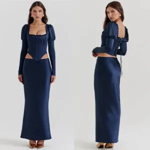 HOUSE OF CB 'Dana'‎ Navy Puff Sleeve Corset NWOT thumbnail 10