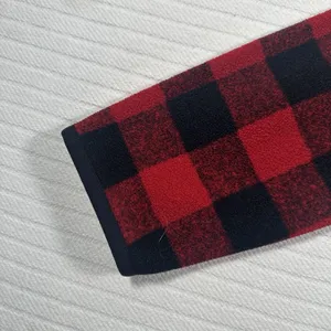 Eddie Bauer Women’s Medium Red Black Buffalo Plaid Fleece Pullover Snap Neck thumbnail 4