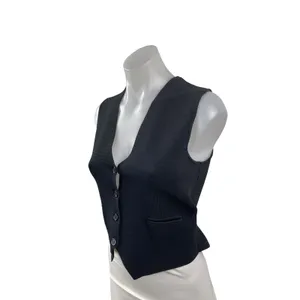 Zara Women's Black Sleeveless V Neck Button Down Waistcoat Suit Vest Tank Top S thumbnail 2