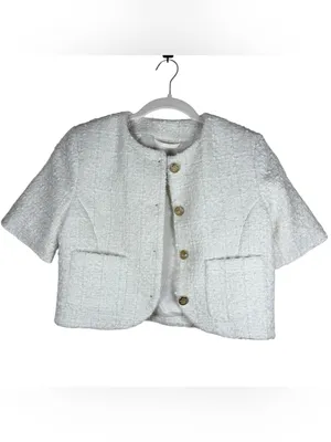 Abercrombie & Fitch Tweed Collarless Cropped Lady Jacket Sz S thumbnail 4