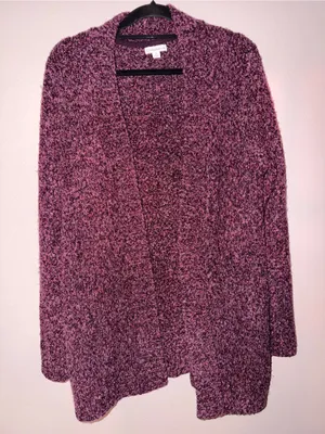 croft & barrow Pink and Black Marled Open Cardigan thumbnail 1