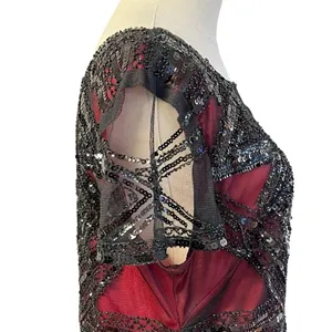 Womens Whimsigoth Dark Fairy Sequin Mesh Dress Size L Black Red Y2K 20s HOCO thumbnail 6