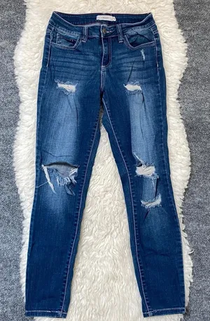 Cello Denim Blue Skinny Jeans Distressed Y2k Grunge Alt Scene Edgy Casual thumbnail 1