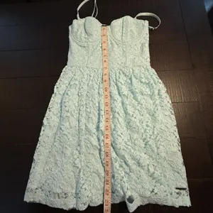 Abercrombie & Fitch Women's Sleeveless Lace‎ Mini Dress S Light Blue Corset Y2K thumbnail 6