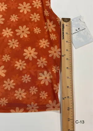 Rebellious Dreamer Orange Daisy Sheer Mesh Mock Neck Top M NWT thumbnail 5