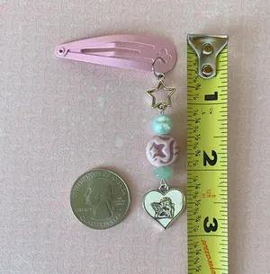 Handmade cherub/angel!& star unique dangle pink hair clip⭐️👼💕 thumbnail 3