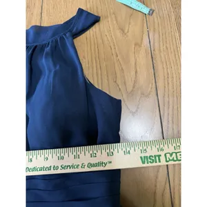 Azazie Bridesmaid Dress Blue Size A0‎ Midi A Line Flare Polyester Formal Wedding thumbnail 4