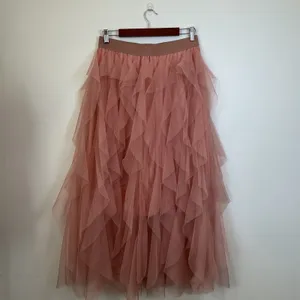Tasha Polizzi Pink Tiered Tulle Maxi Skirt Layered Mesh Ruffle XL Pink Romantic thumbnail 2