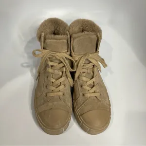 Zara faux fur‎ trimmed high top sneakers size 37 thumbnail 2