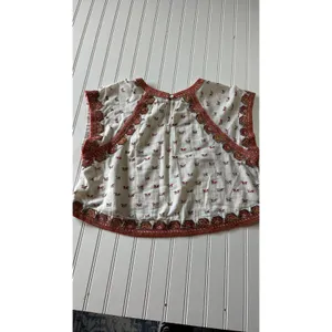 Free People Matty Printed Crop Tank Top Ivory Red Orange Geometric XL thumbnail 5