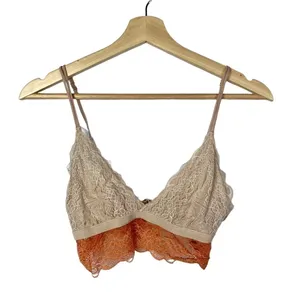Madewell‎ Longline Lace Bralette Beige Blush & Orange M thumbnail 2