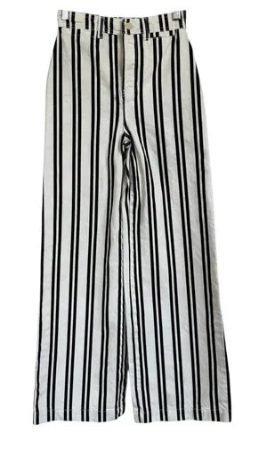 Reformation Logan Ultra High Rise Wide Leg Jeans Size 25 Black White Stripe thumbnail 1