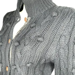 GILLY HICKS Cardigan Womens Blue Button Front Cable Knit Wool Blend‎ Size M Y2K thumbnail 2