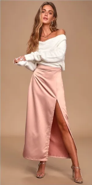 LULU’S Can’t Get Enough Mauve Satin Skirt thumbnail 1