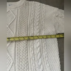 Madewell Oversized Cable Knit Sweater L Cream Ivory Fisherman Preppy Cotton thumbnail 12