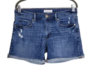 Loft Medium Wash Distressed Cuffed Denim Shorts Size 28 thumbnail 1