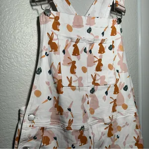 Bunny Overalls • Romper • Easter Outfit • Medium Orange thumbnail 7