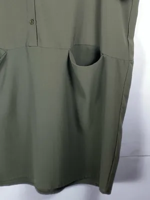VICI Shirt Dress Small Olive Green Utility Button Front Pockets Casual thumbnail 6
