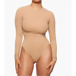 NWT (B22) Skims Fits Everybody Long Sleeve Bodysuit in Ochre Size XS thumbnail 3